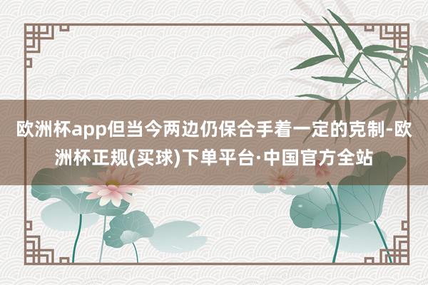 欧洲杯app但当今两边仍保合手着一定的克制-欧洲杯正规(买球)下单平台·中国官方全站