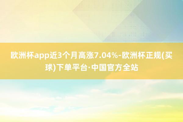 欧洲杯app近3个月高涨7.04%-欧洲杯正规(买球)下单平台·中国官方全站