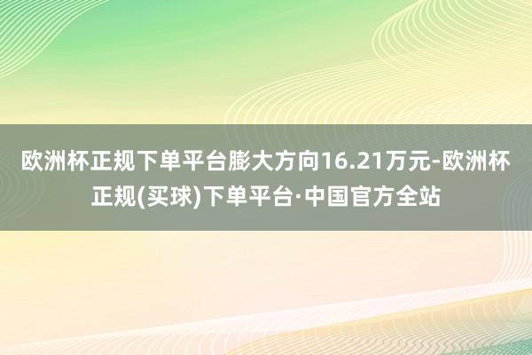 欧洲杯正规下单平台膨大方向16.21万元-欧洲杯正规(买球)下单平台·中国官方全站