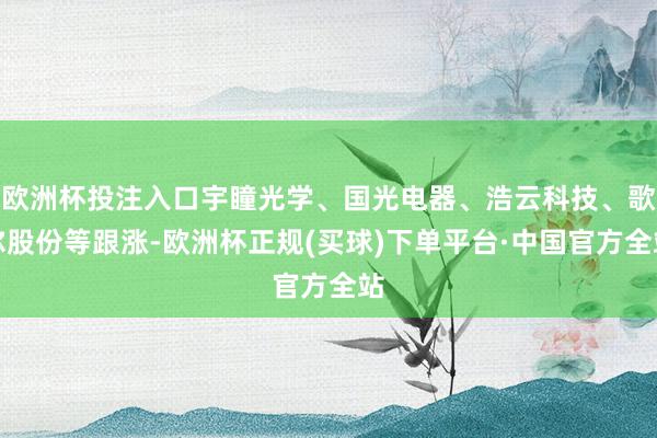 欧洲杯投注入口宇瞳光学、国光电器、浩云科技、歌尔股份等跟涨-欧洲杯正规(买球)下单平台·中国官方全站