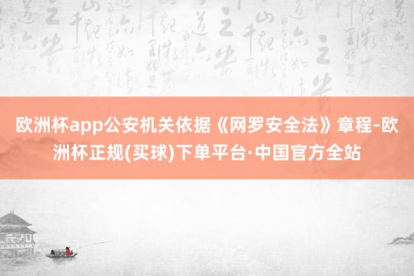 欧洲杯app公安机关依据《网罗安全法》章程-欧洲杯正规(买球)下单平台·中国官方全站