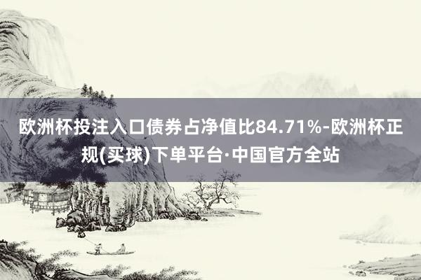 欧洲杯投注入口债券占净值比84.71%-欧洲杯正规(买球)下单平台·中国官方全站