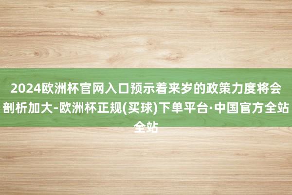 2024欧洲杯官网入口预示着来岁的政策力度将会剖析加大-欧洲杯正规(买球)下单平台·中国官方全站